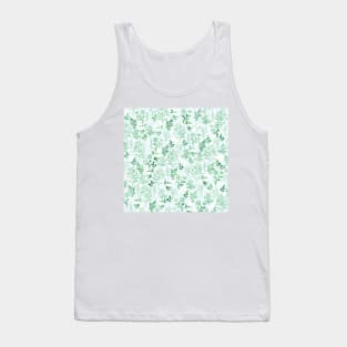 Green Flowers Botanical Painting Tank Top